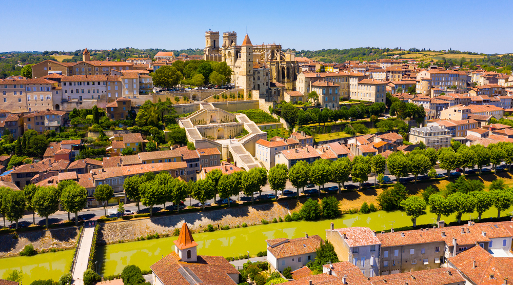 Aerial view on the city Auch. France