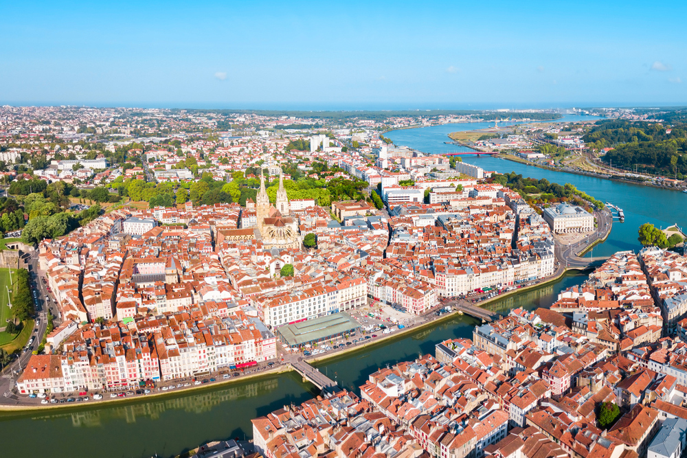 Bayonne aerial panoramic view, France