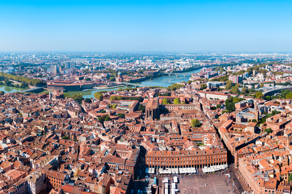 Toulouse aerial panoramic view, France